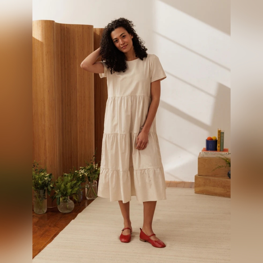 Tradlands White Casual Sundress Midi